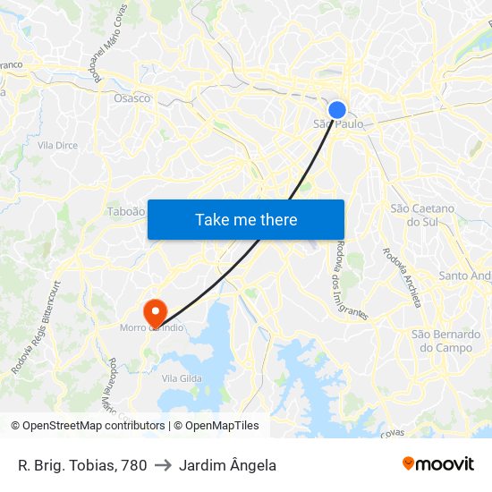 Rua Brigadeiro Tobias, 780 to Jardim Ângela map