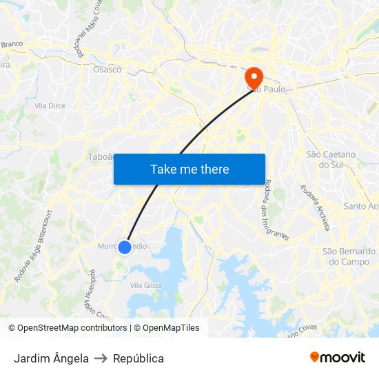 Jardim Ângela to República map