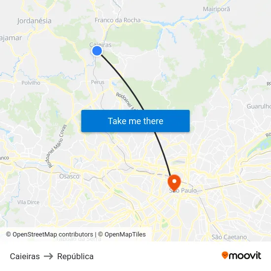 Caieiras to República map