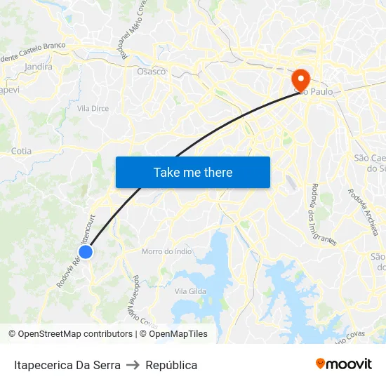 Itapecerica Da Serra to República map