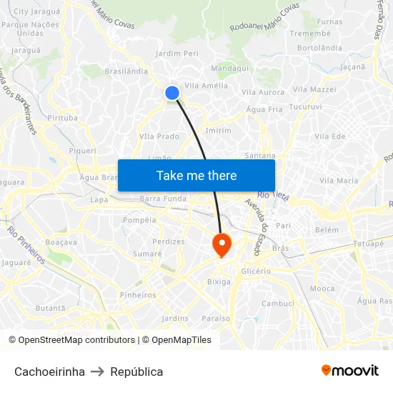 Cachoeirinha to República map