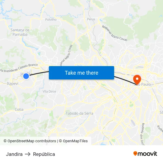 Jandira to República map