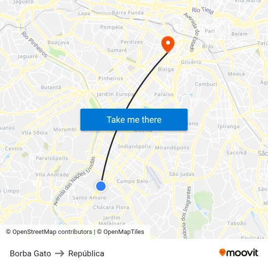 Borba Gato to República map