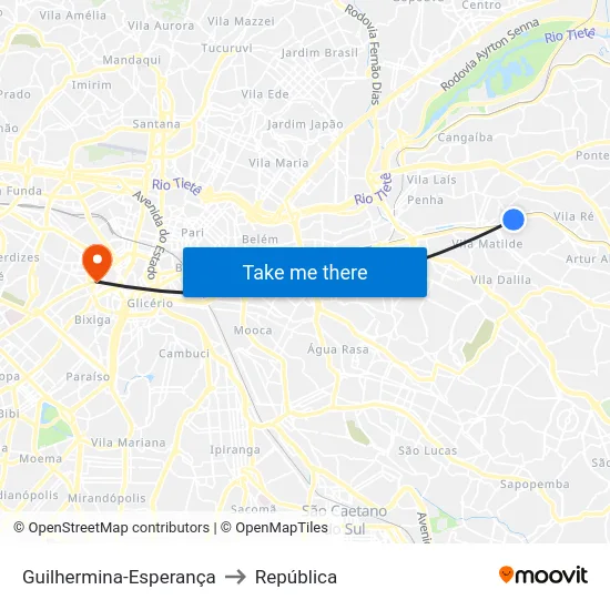 Guilhermina-Esperança to República map