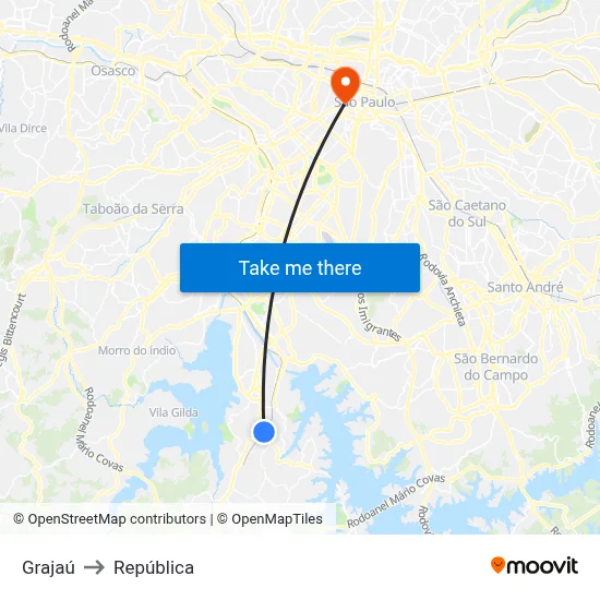 Grajaú to República map