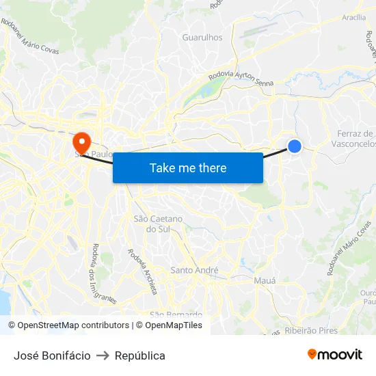 José Bonifácio to República map