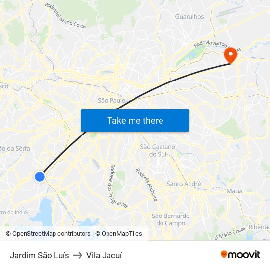 Jardim São Luís to Vila Jacuí map