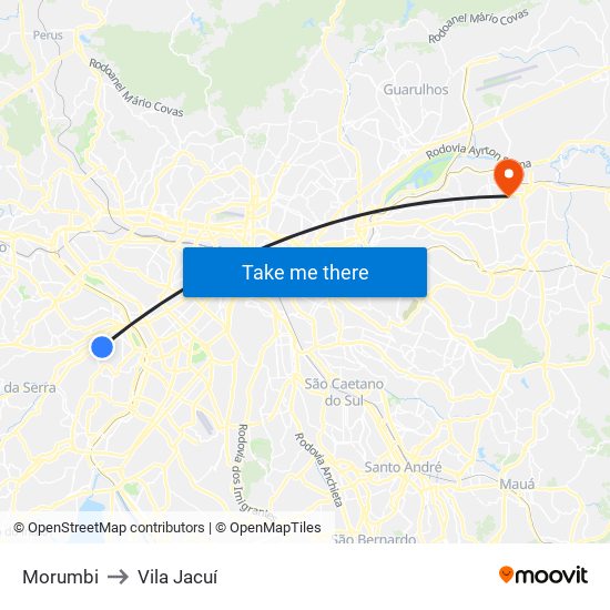 Morumbi to Vila Jacuí map