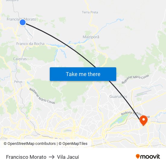 Francisco Morato to Vila Jacuí map