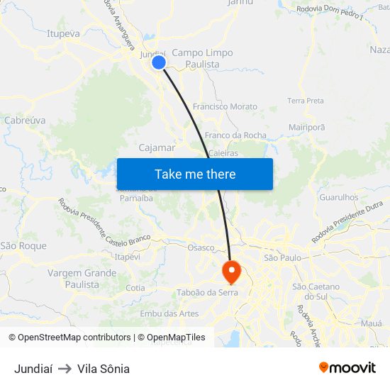 Jundiaí to Vila Sônia map