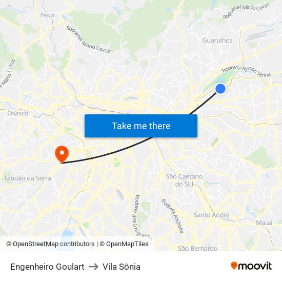 Engenheiro Goulart to Vila Sônia map