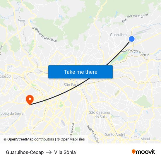 Guarulhos-Cecap to Vila Sônia map