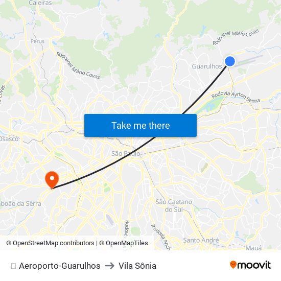 ✈️ Aeroporto-Guarulhos to Vila Sônia map