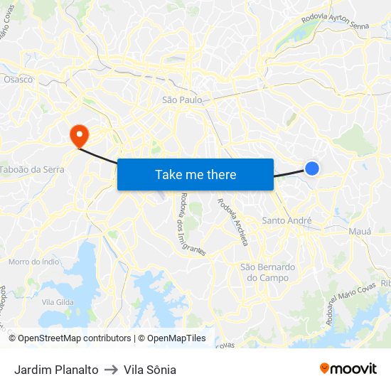 Jardim Planalto to Vila Sônia map