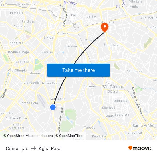 Conceição to Água Rasa map