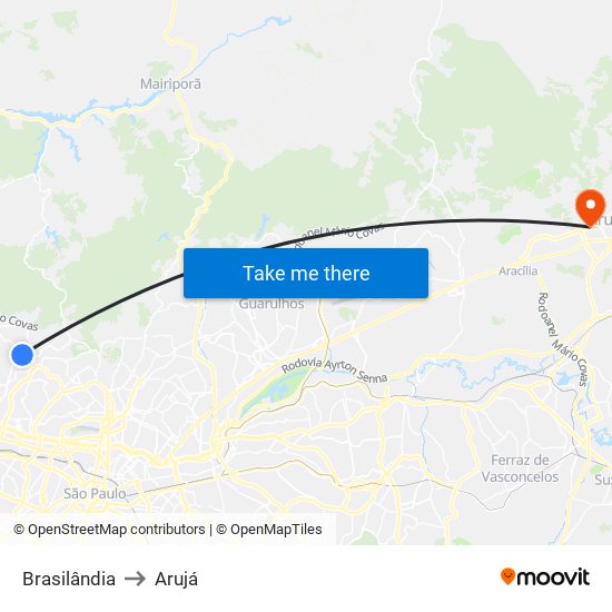 Brasilândia to Arujá map