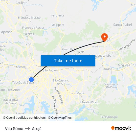 Vila Sônia to Arujá map