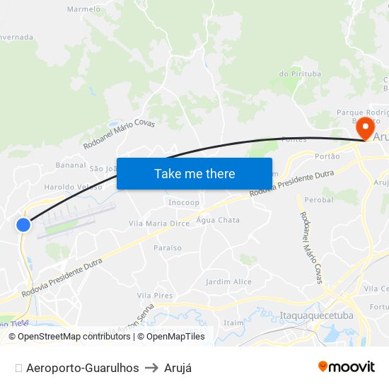 ✈️ Aeroporto-Guarulhos to Arujá map