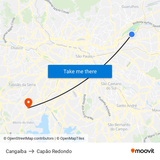 Cangaíba to Capão Redondo map