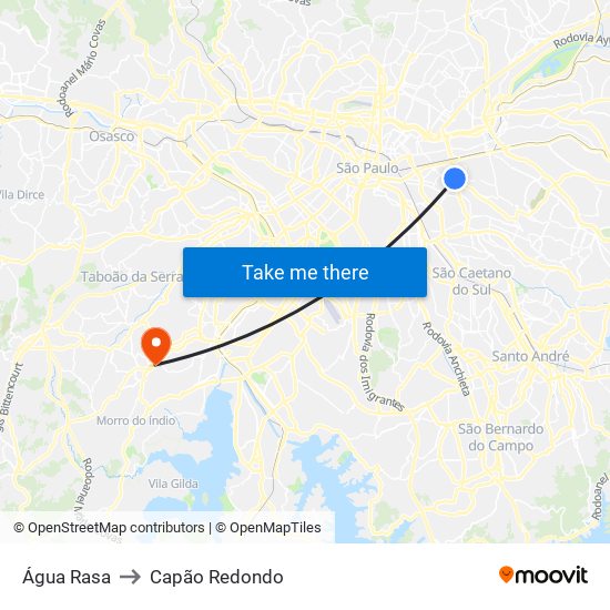 Água Rasa to Capão Redondo map