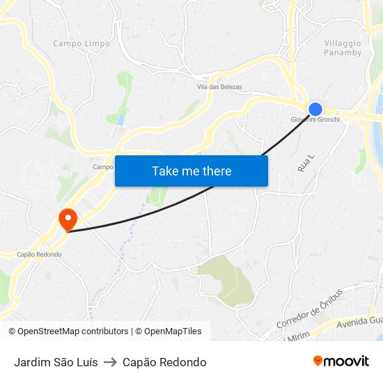 Jardim São Luís to Capão Redondo map