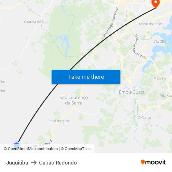 Juquitiba to Capão Redondo map