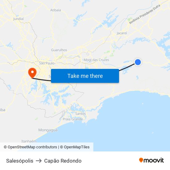 Salesópolis to Capão Redondo map