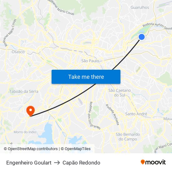 Engenheiro Goulart to Capão Redondo map