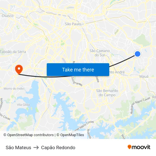 São Mateus to Capão Redondo map