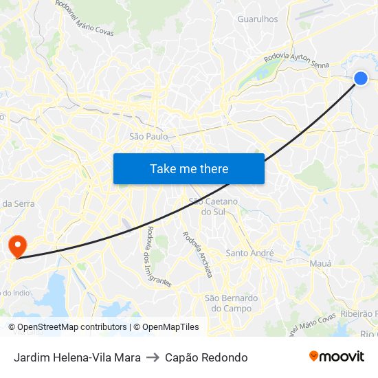 Jardim Helena-Vila Mara to Capão Redondo map