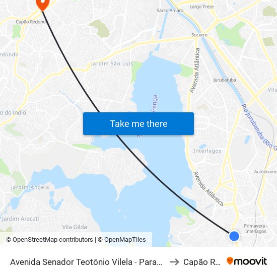 Avenida Senador Teotônio Vilela - Parada Rodrigues Vilares C/B to Capão Redondo map