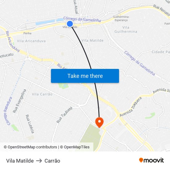 Vila Matilde to Carrão map