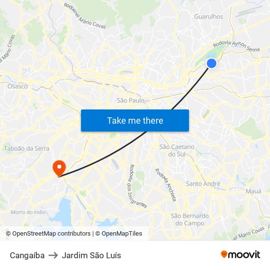 Cangaíba to Jardim São Luís map