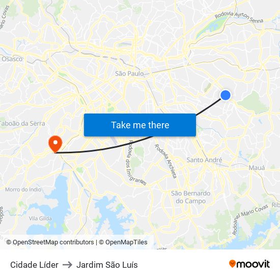 Cidade Líder to Jardim São Luís map