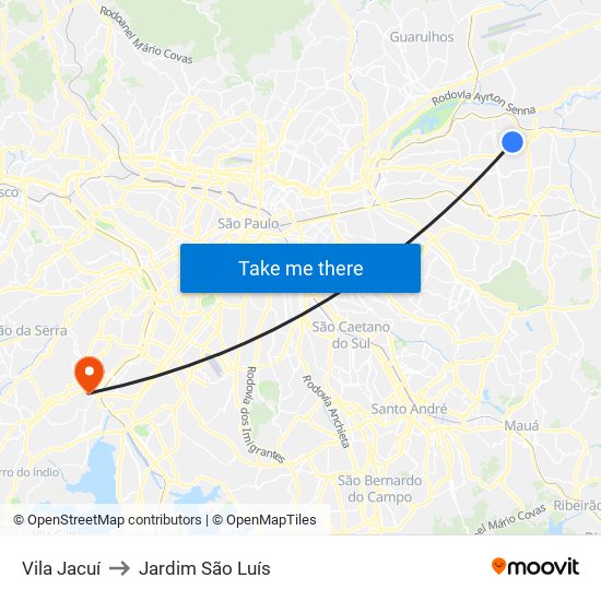 Vila Jacuí to Jardim São Luís map