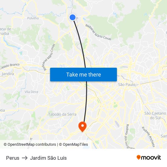 Perus to Jardim São Luís map