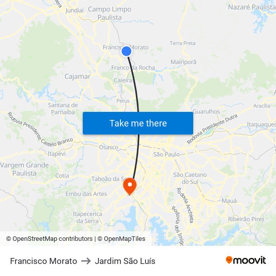 Francisco Morato to Jardim São Luís map