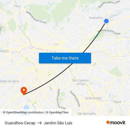 Guarulhos-Cecap to Jardim São Luís map