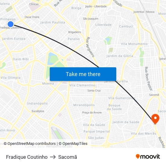 Fradique Coutinho to Sacomã map