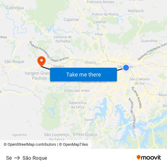 Sé to São Roque map
