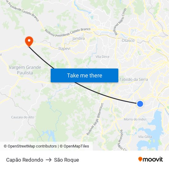 Capão Redondo to São Roque map