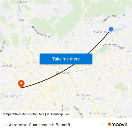 ✈️ Aeroporto-Guarulhos to Butantã map