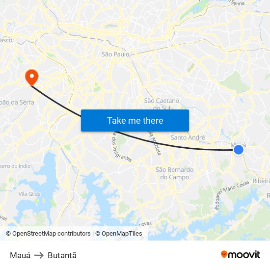Mauá to Butantã map