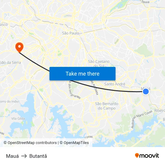 Mauá to Butantã map