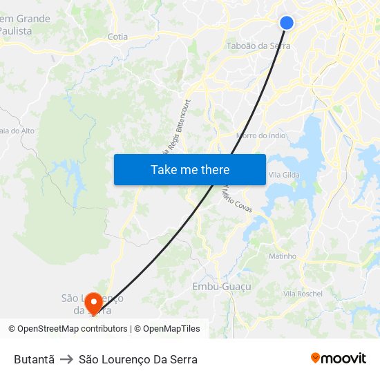 Butantã to São Lourenço Da Serra map