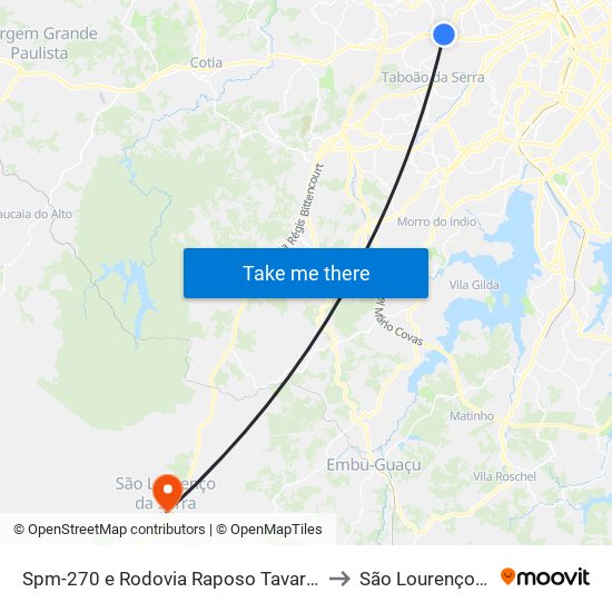 Spm-270 e Rodovia Raposo Tavares, Km 16,4 Leste to São Lourenço Da Serra map