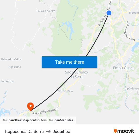 Itapecerica Da Serra to Juquitiba map