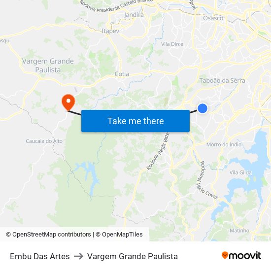 Embu Das Artes to Vargem Grande Paulista map