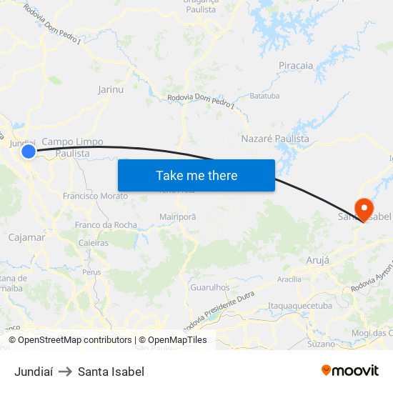 Jundiaí to Santa Isabel map