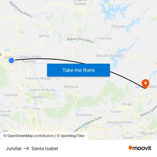 Jundiaí to Santa Isabel map